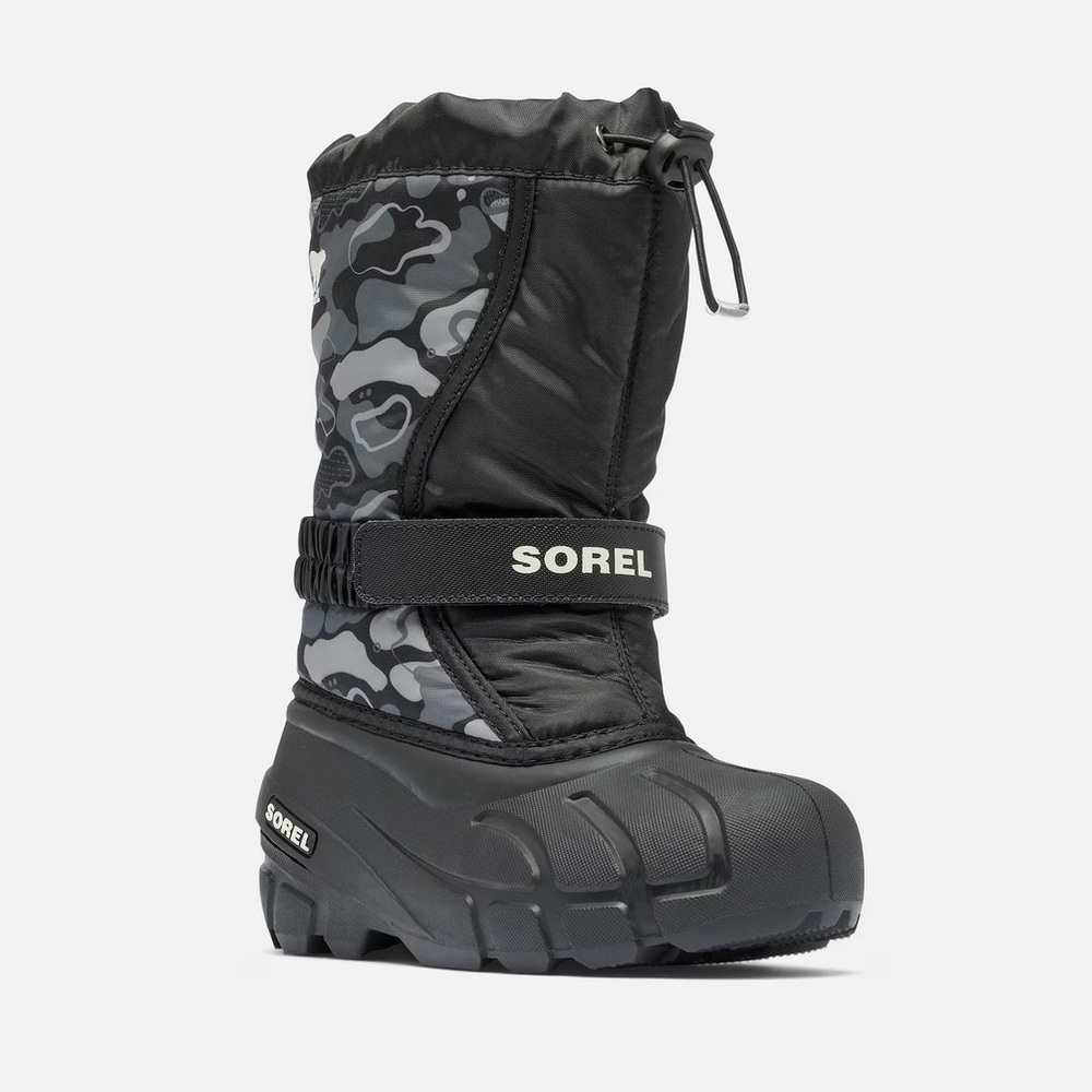 Sorel Black & Gray Camo Kids Winter Boots